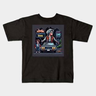 Back to the future pixelated art Kids T-Shirt